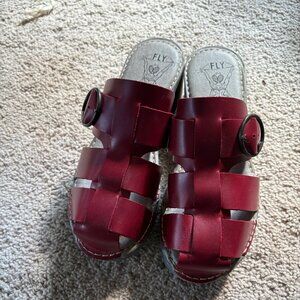 Red Fisherman Clogs Fly London NwoT Size 36